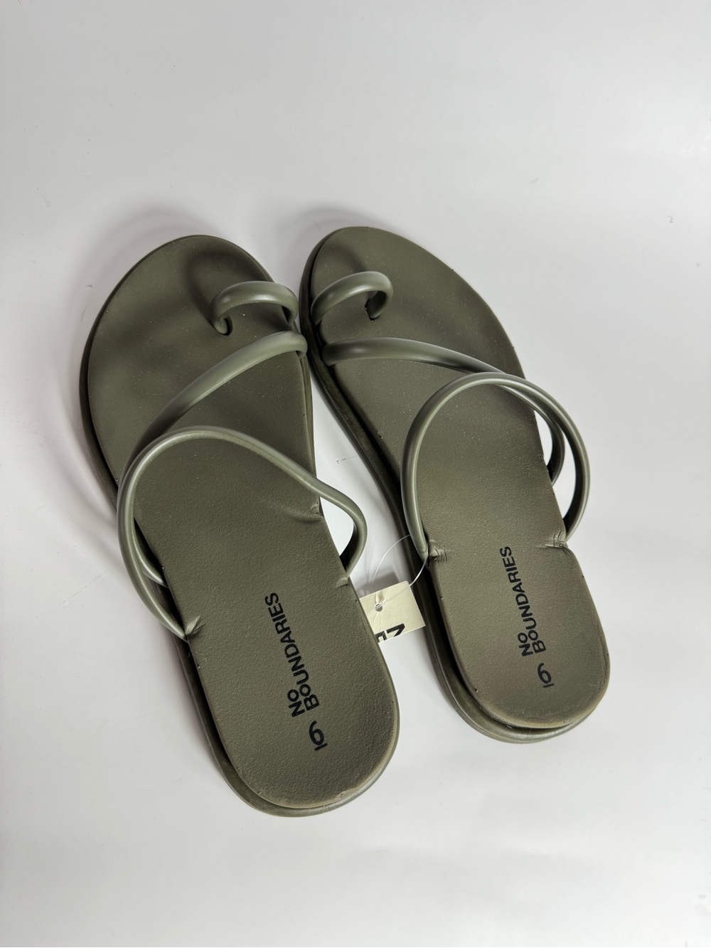 No Boundaries Olive Strappy Slide Sandals for Women